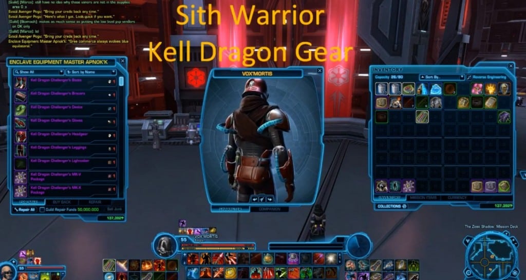 sith warrior kell dragon gear