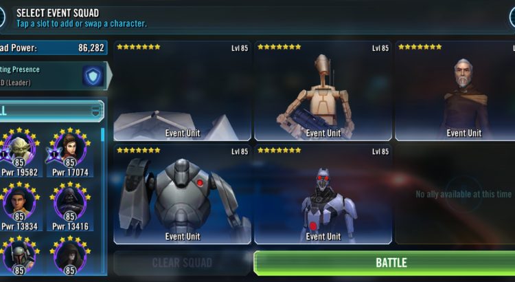 Star Wars Galaxy of Heroes Update on Droideka in Phase 3 of the Sith Triumvirate Raid